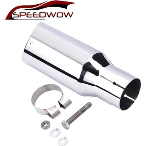 SPEEDWOW Universal 2.5" Inlet 4" Outlet Stainless Steel Exhaust Tip Pipe Round Tip For Exhaust pipe 63mm or 60mm Car Parts
