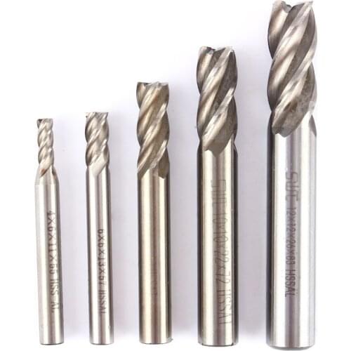 High Quality 4mm-12mm HSS CNC Straight Shank 4 Flute End Mill Cutter Drill Bit Tools Accessory