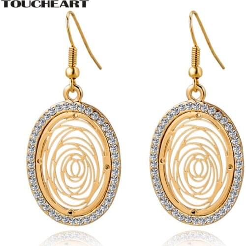 TOUCHEART Korea Crystal oval Piercing Earrings For Women Gold color Bridal Wedding Earring Fashion Jewelry 2017 Gift Ser140391