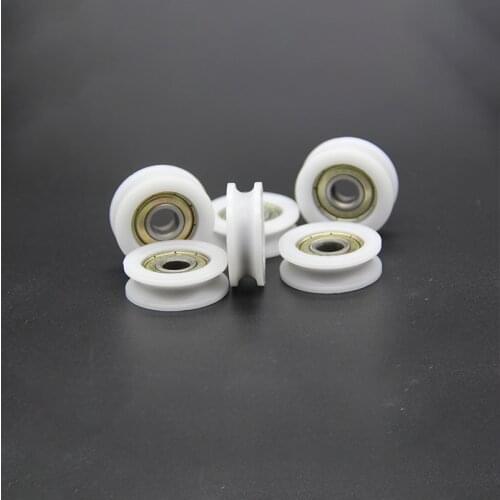 10 pcs U Nylon plastic Embedded 608 Groove Ball Bearings 8*30*10mm Guide Pulley