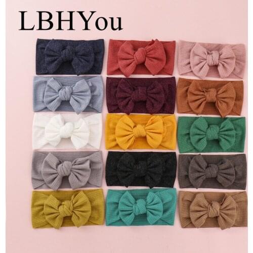 15colors Baby Girls Knitted Hair Bows Width Headwraps Handmade Big Messy Bows Headbands Girls Hair Accessories