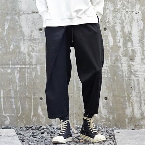 2020 autumn plus size casual pants original design nine-point pants dark Japanese fat leg mens pants