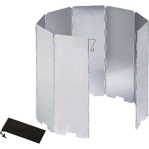 9 Plates Foldable Gas Stove Windshield Outdoor Camping Cooking Burner Windproof Screen Aluminium Alloy Outdoor Stove Wind Shield