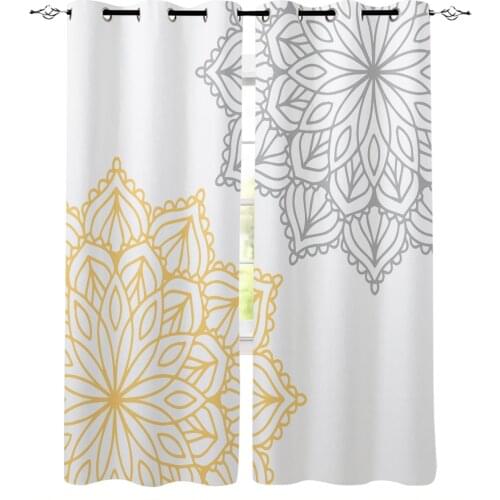 Abstract Mandala Flower White Blackout Curtains For Living Room Bedroom Window Treatment Blinds Drapes Kitchen Curtains