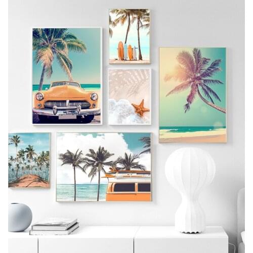 Diy Full Drill 5d Diamond Painting Sea Beach Coconut Tree Starfish SurfboardDrill Cross Stitch Mosaic Art home Decoration G
