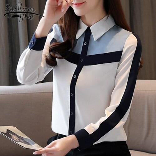 Korean Spring Loose Women Shirts Female Long Sleeve Autumn Square Collar Blouse Leisure Chiffon Women Tops and Blouses 8398 50