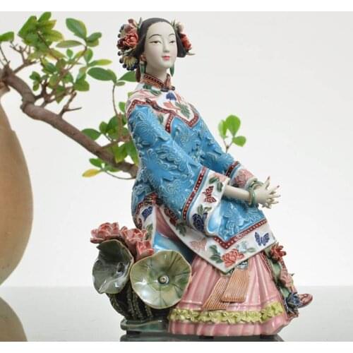 WU CHEN LONG Rushed Porcelain Antiques Lady Art Pure Manual Figurine Traditional Chinese Ceramic Statue Craft Christmas R2427
