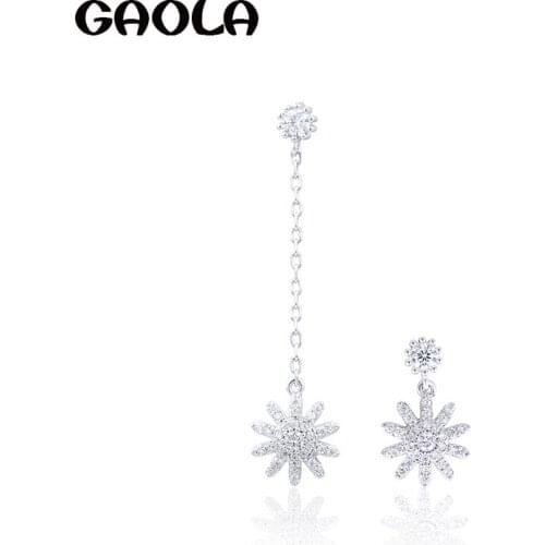 GAOLA Long F Trendy AAA Cubic Zirconia Earring Silver Color Dangle Earrings Luxury Jewelry for Woman GLE5962
