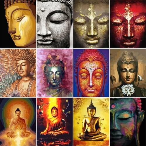HUACAN Paint By Number Buddhism Drawing On Canvas DIY Pictures By Numbers Buddha Kits Hand Painted Painting Art Gift Home Decor