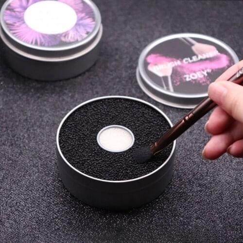 Makeup Brush Clean Box Dry Cosmetic Powder Remover Cleaning Single Layer Double Layer Round Iron Box Cleaning Sponge