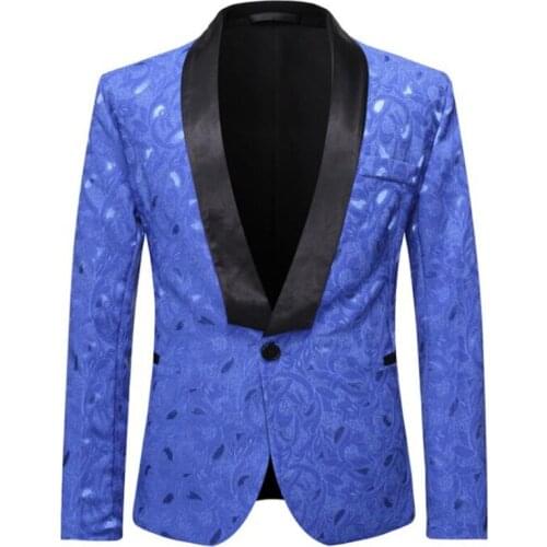 Suit mens jacquard blazers green fruit collar contrast dress banquet wedding host jacket fatos de homem ensemble veste homme