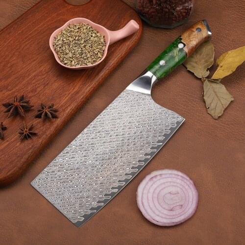 Kitchen 7.5-Lnch Damasci White Wood + Resin Handle Household Extract Internal EDC Practical Tool