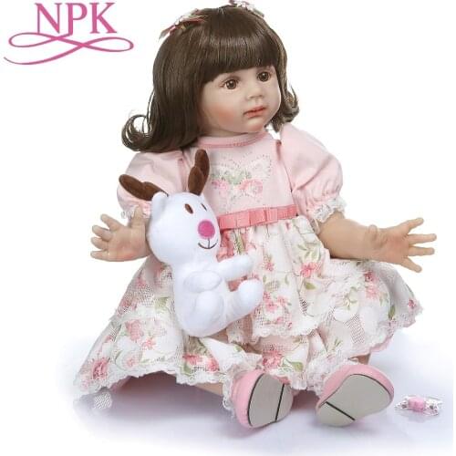 NPK 60CM high quality reborn toddler Fridolin princess bebe doll reborn long curly hair doll 6-9M real baby size