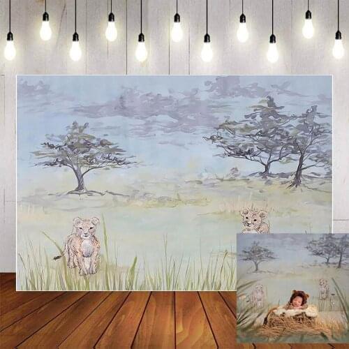 Mehofond Photography Background Oil Painting Jungle Wildlife Lion Birthday Party Baby Shower Backdrop Photocall Photo Studio