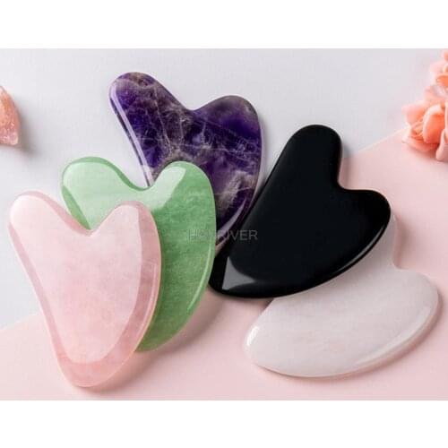 Multicolor Natural Jade Facial Beauty Scraping Massage Tools Firm Skin Care Face Gua Sha SPA Physical Therapy Roller