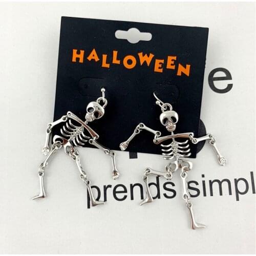 Dangle earring women 2021 new jewelry Halloween skull pendant long mujer moda brincos boucle d'oreille femme drop earrings