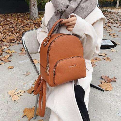 Fashionable Simple Ladies Backpack 2021 Summer New Womens Shoulder Bag High Quality PU Leather Rucksack Solid Color Bags Female