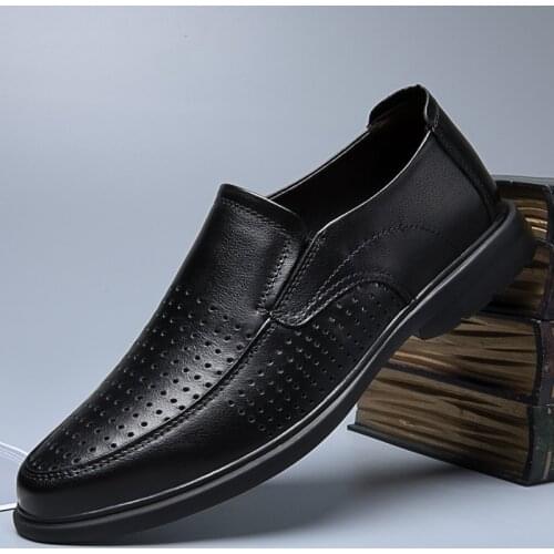 High Quality Mens Shoes Breathable Loafers Men Genuine Leather Business Dress Casual Retro Slip on Luxury Wedding Dress Shoes