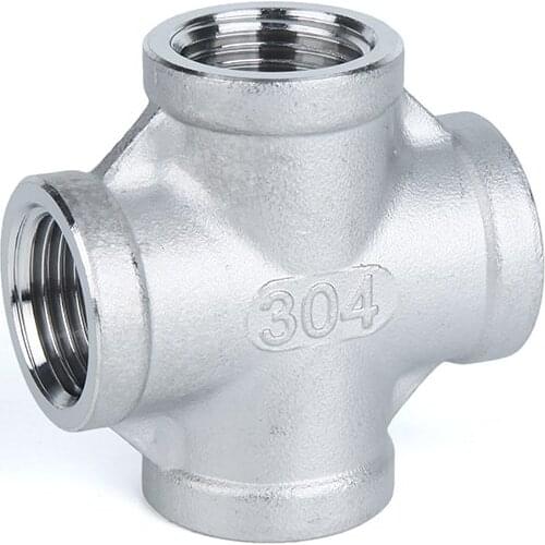 Stainless Steel 304 1/8" 1/4" 3/8" 1/2" 3/4" 1" 1-1/4" 1-1/2" SS304 Female BSP Thread Pipe Fitting 4 way Equal Cross Connector
