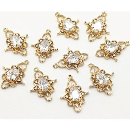 New Arrival! 21x16mm 50pcs Cubic Zirconia Drop Charm For Handmade Necklace Earring Parts DIY Accessories,Jewelry Findings