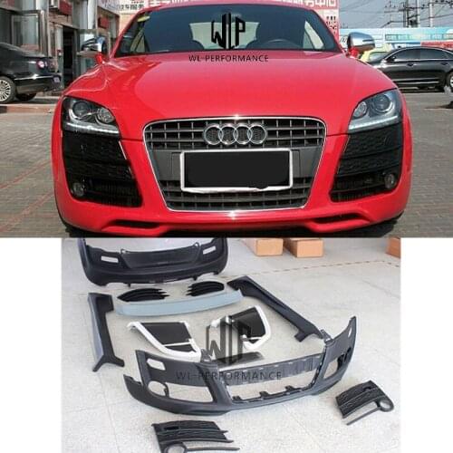 R8 PU Car body kit Front bumper Rear bumper Side skirts Side fenders Fog lamp grille For Audi TT TTS R8 style Car Styling 09-13
