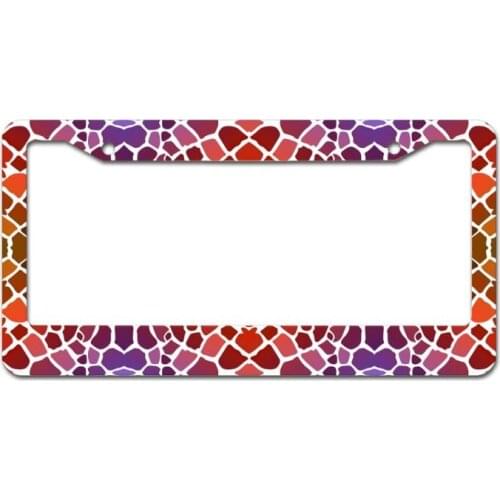 Peceeta Giraffe Print License Plate Frame 2 Holes 1 Frame Matte Aluminum Metal Alloy Frame white 16x31cm"] E7CA