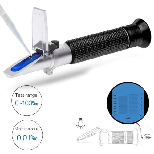 Salinity Refractometer for Aquarium Salt Tester with ATC and Dual Scale 0-100‰ & 1.000-1.070 Specific Gravity Saltwater Test