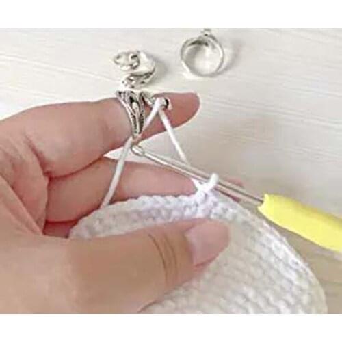 Adjustable Knitting Loop Crochet Ring Finger Holder Knitting Phoenix Ring