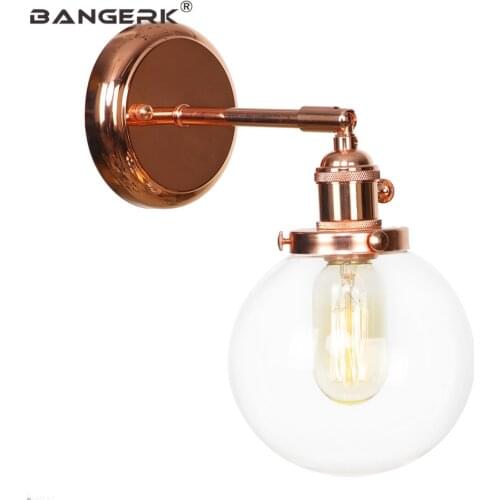 Rose Gold Iron Vintage Wall Lamp Loft Decor Glass Sconces LED Edison Wall Light Switch Bedside Wall Lamp Home Lighting Fixtures
