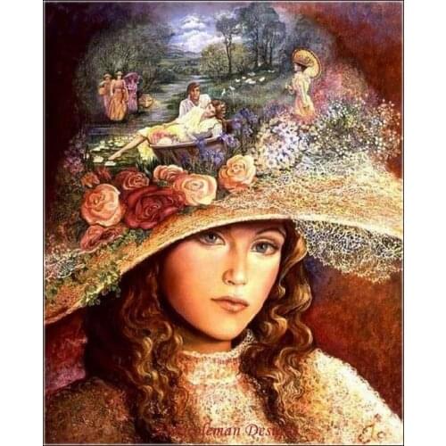 Needlework for embroidery DIY DMC High Quality - Counted Cross Stitch Kits 14 ct Oil painting - Girls Hat