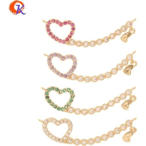 Cordial Design 40Pcs 12*29MM Jewelry Accessories/CZ Charms/Hand Made/DIY Bracelets Making/Heart Shape/Pendant For Necklace