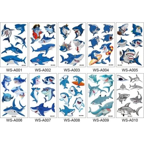 Shark Tattoo Body Stickers Costume Accessories for Ocean Sea Shark Themed Baby Shower Birthday Party Favor Supplies Decor