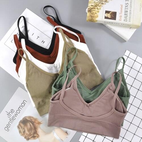 U-shaped Beauty Back Camisole Bra Padded Removable For Women Girls Comfortable Bra Black White Sports Fitness Yoga Gym Crop Top