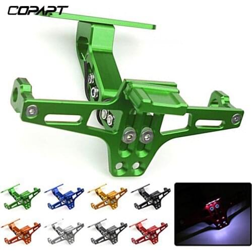 For Kawasaki Z750 Z800 Z900 Z1000 NINJA400 Motorcycle Universal Adjustable Rear Tail Tidy License Plate Holder Bracket LED Light