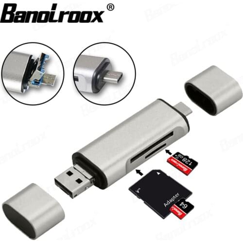 Banolroox new arrival All in 1 Card Reader картридер Type-C/OTG/USB TF/SD card writer for TypeC/microusb Android phone and PC