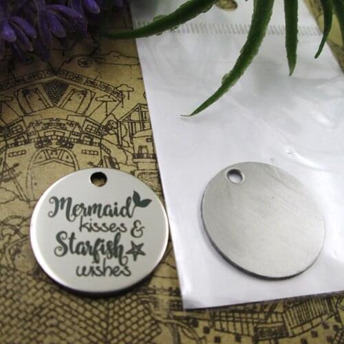 10pcs--"MERMAID KISSES AND STARFISH WISHES"stainless steel charms 5 styles for choosing DIY Charms for necklace bracelets