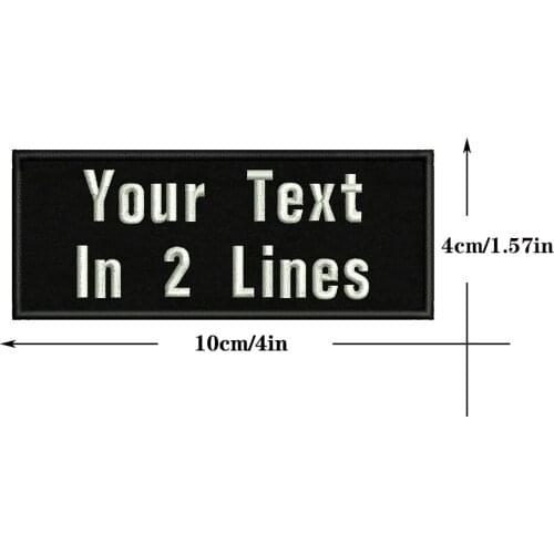10x4cm Embroidery 2 lines Custom Name Text Patch Stripes badge Iron On Or Velcro Backing Patches For Clothes Backpack Hat
