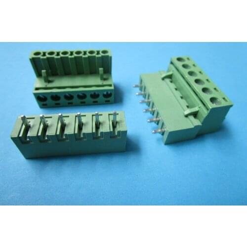 150 Pcs Close Straight 6 pin/way Pitch 5.08mm Screw Terminal Block Connector Green Color Pluggable Type With Straight pin