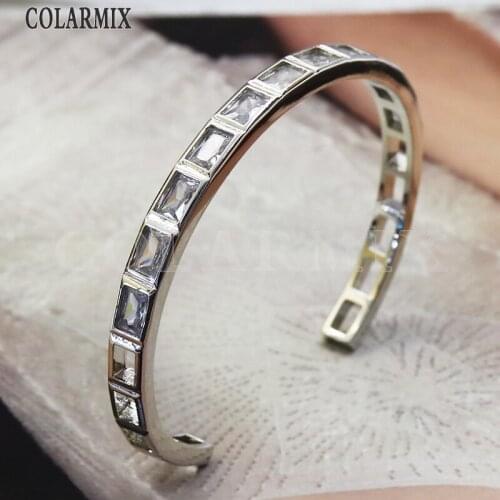 5pcs Rectangle crystal bangles high quality zircon stone bangle fashion jewelry for women 51130