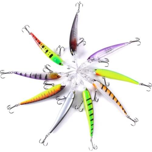 9PCS Minnow Fishing Lure Laser Hard Artificial Bait 3D Eyes 12.5cm 11g Fishing Wobblers Pike Carp Bait Crankbaits Fishing Tackle