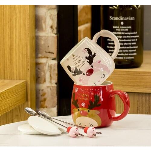 2022 New Christmas Elk Mug Drinking Cup Breakfast Milk Cup Coffee Cup Home Kitchen Drinkware Christmas Decorations Gift