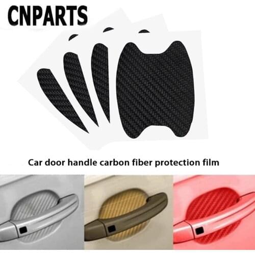 CNPARTS 4Pc For Citroen C5 C4 C3 Mini Cooper Opel Astra H G J Vectra C Saab Car Door Handle Carbon Fiber Protection film Sticker