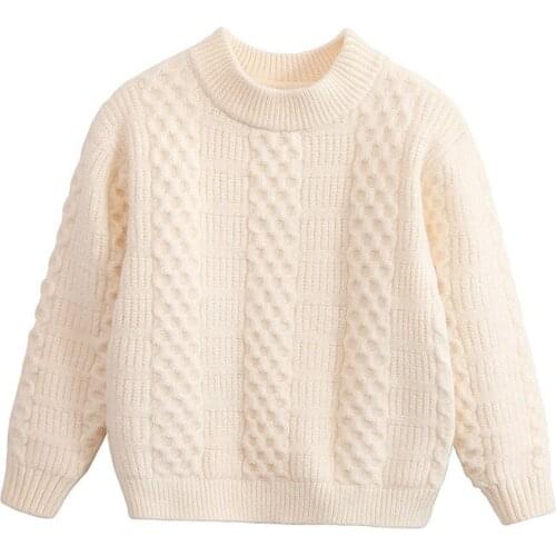 4-8T Kids Girls Autumn Solid Color Knitted Sweaters O-Neck Girl Toddler Fashion Outerwear Long Sleeve Children Knitwear Clothing