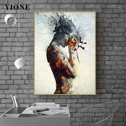 Brave Broken Woman Canvas Art Prints Dark Surrealist Figure Wall Picture Poster Interior Home Decor Painting for Living Room