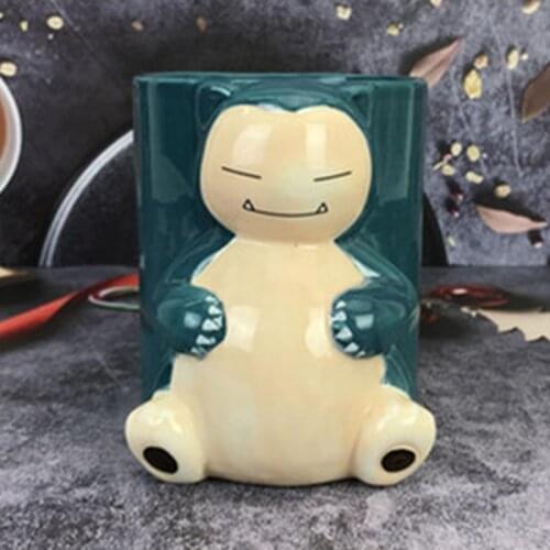 New 550mL 3D Snorlax Coffee Mug with Handle Creative Cartoon Pattern Breakfast Milk Juice Water Ceramic Cup Gifts for Boys Girls