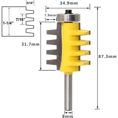 8mm Shank Wood Router Cutter Bit Rail Reversible Finger Joint Glue Router Bit Cone Tenon Woodwork Cutter Power Tools