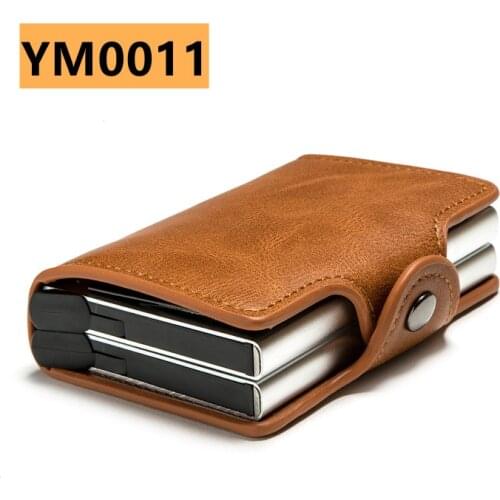 2021 Men Business Smart Wallets Credit ID Card Holder PU Leather Rfid Blocking Protection Purse Metal Aluminum Bank Card Case