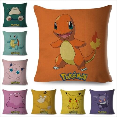 Colorful Cartoon Pokemon Pikachu Cushion Cover Classic Decor Game Pillowcase Pillow for Sofa Car Home Linen Pillow Cover 45x45cm