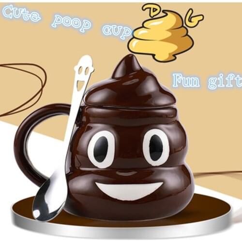 Creative Cute Poop Ceramic Water Cup With Lid Prank Poop Prank Tricky Gift Poop Mug, Holiday Gift/Birthday Gift