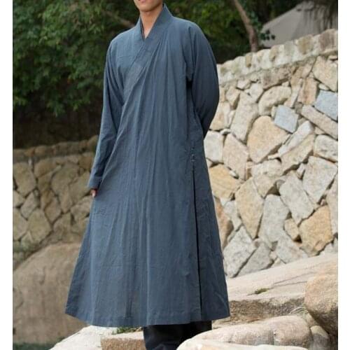 Unisex YXS01 gray Buddhism monk Summer washing Cotton&linen robes kung fu uniforms martial arts gownlay meditation suits